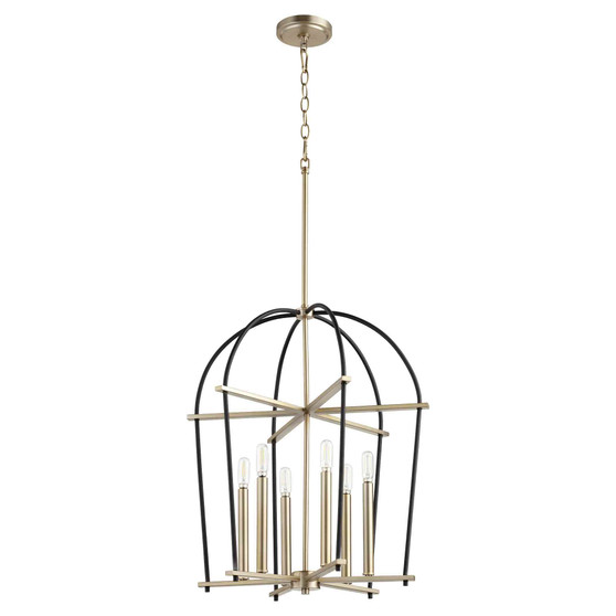 Soft Contemporary Espy 6 Light Entry In Noir And Aged Brass