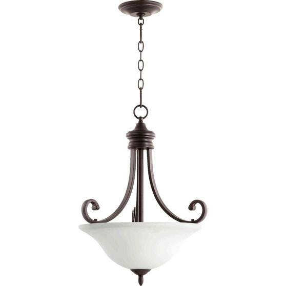 Traditional Bryant 3 Light Opal Pendant In Oiled Bronze And Satin Opal