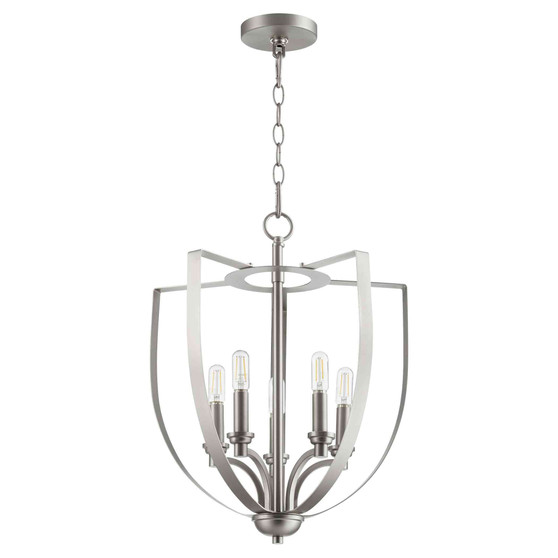 Soft Contemporary Dakota 5 Light Entry In Satin Nickel