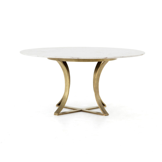 Gage Dining Table-60"-Polished White Mar