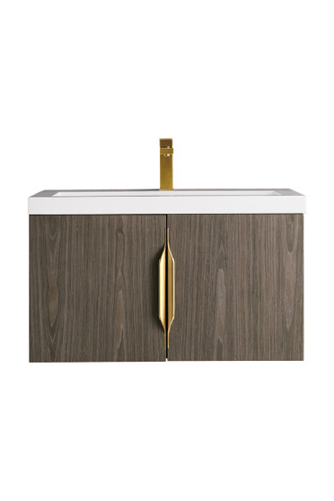 Columbia 31.5" Single Vanity, Ash Gray w/ White Glossy Composite Countertop