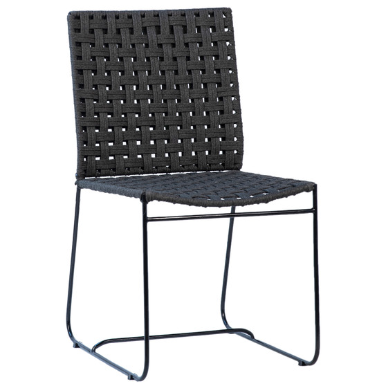 Alice Indoor-Outdoor Flat Rope and Iron Dining Side Chair