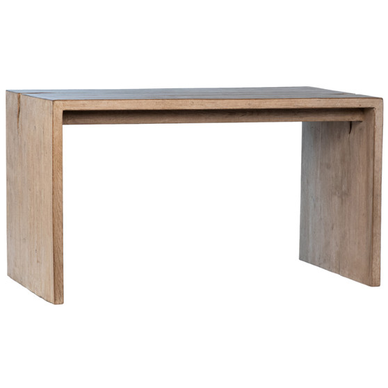 Evie Reclaimed Pine 54" Waterfall Style Writing Desk with Cutout Detail