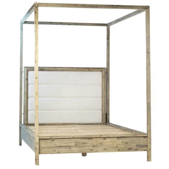 Finn Light Wash Acacia Upholstered Headboard Platform Canopy