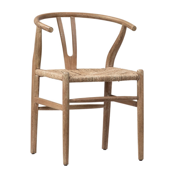 Kairo Natural Oak and Woven Wicker Wishbone Back Dining Arm Chair