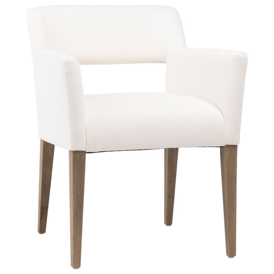 Liamr White Cotton Upholstered Performance Fabric Dining Arm Chair