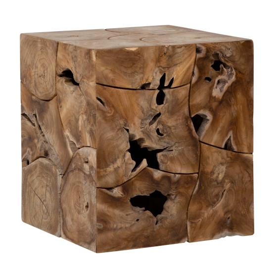 Scarlett 18" Square Natural Finished Teak Root Block Style End Table
