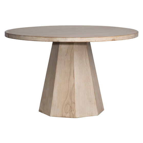 Xavier 48" Round Reclaimed Pine Light Wash Pedestal Dining Table