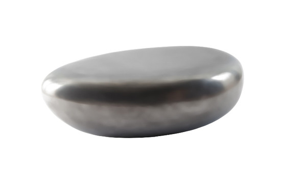 River Stone Coffee Table, Polished Aluminum, Small