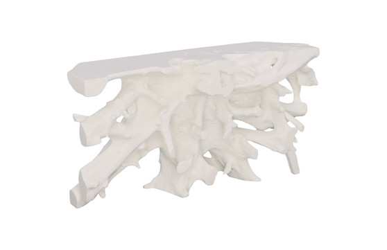 Beau Cast Root Console Table, Gel Coat White