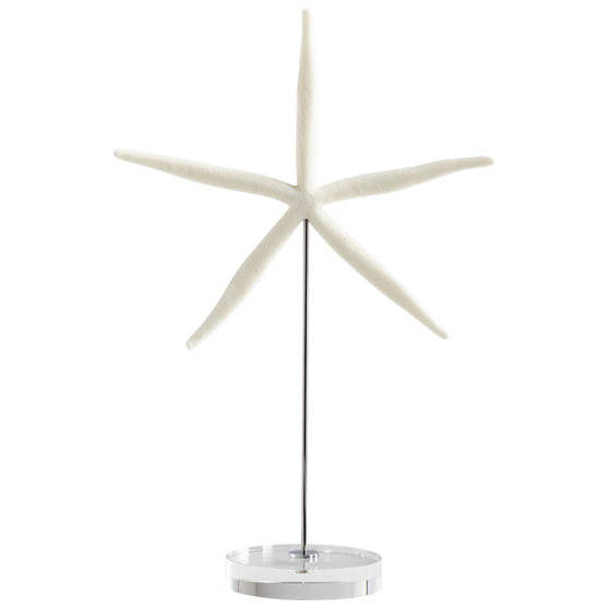 Royal Sea Star Sculpture | White and Polished Nickel - Medium