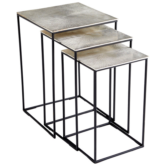Irvine Nesting Tables | Raw Nickel and Black