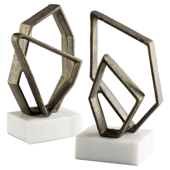 Euclid Bookends Designed by J. Kent Martin | White and Bronze