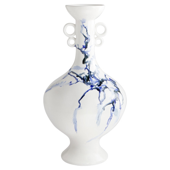 Nola Vase | White & Blue & Black - Tall