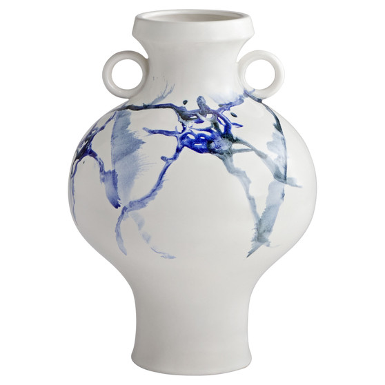 Nola Vase | White & Blue & Black - Short