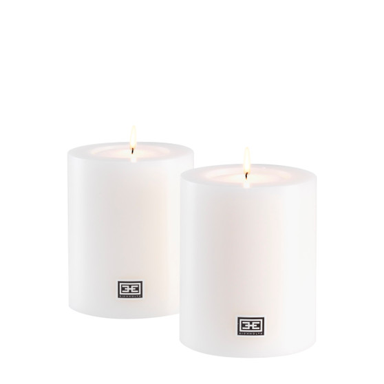 Artificial Candle Ø 10 x H. 12 cm White Set of 2
