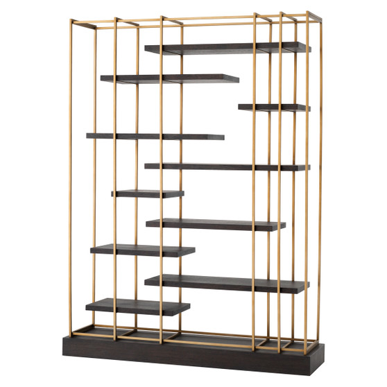 Cabinet Ward Brushed Brass Finish/Mocha Oak Veneer