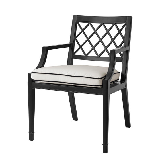 Outdoor Dining Chair Paladium With Arm Black/Sunbrella Canvas