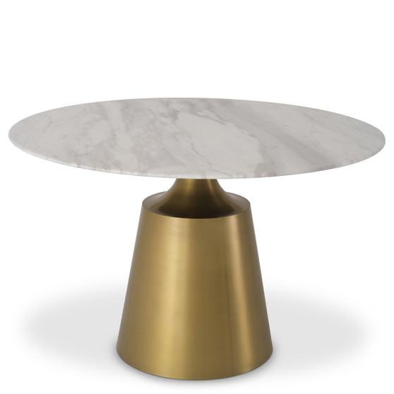 Dining Table Nathan Brushed Brass Finish/White Marble