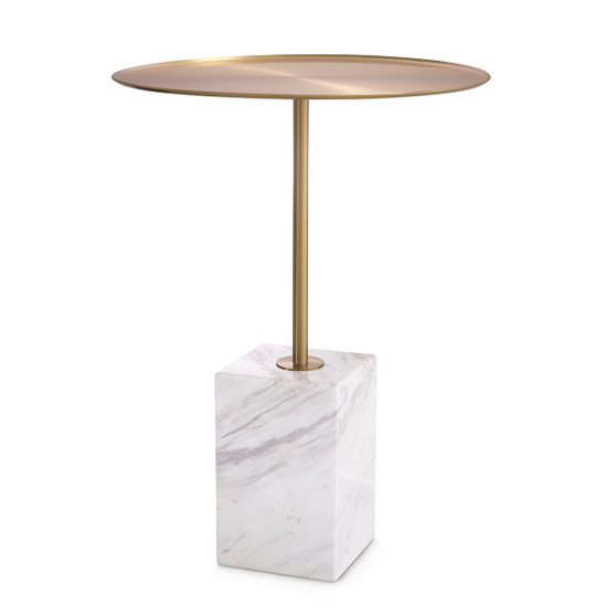 Side Table Cole Brushed Brass Finish/White Marble