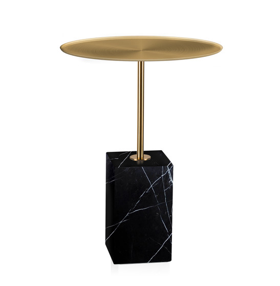 Side Table Cole Brushed Brass Finish/Black Marble