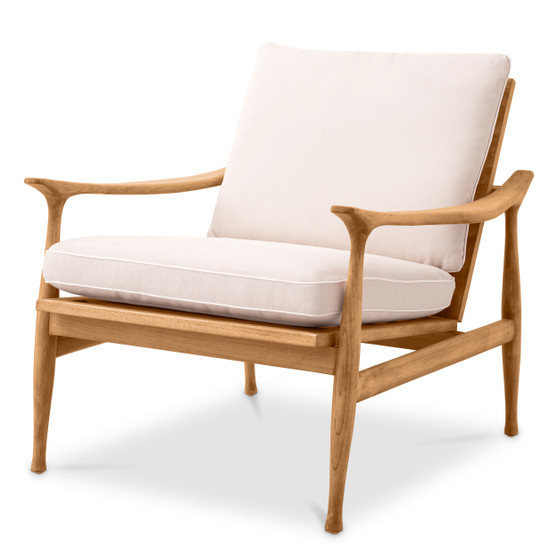 Outdoor Chair Manzo Natural Teak/Flores Off-White Includes Cushions
