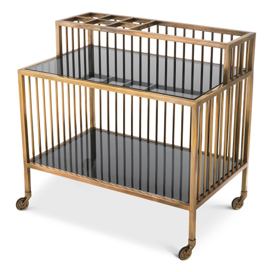 Trolley Rutherford Vintage Brass Finish/Smoke Glass