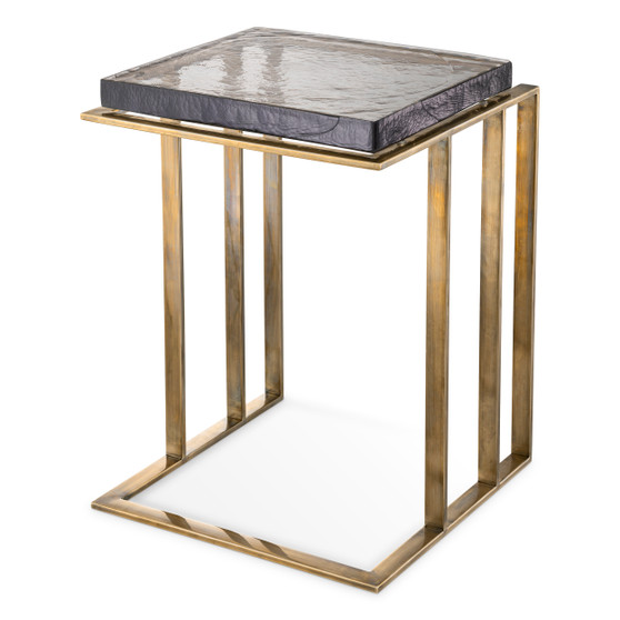 Side Table Crescent Vintage Brass Finish