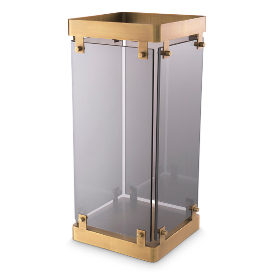 Umbrella Stand Heston Antique Brass Finish/Smoke Glass