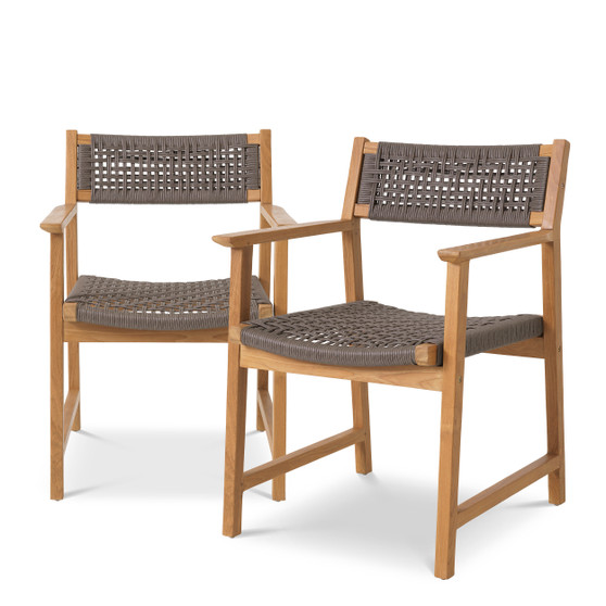 Outdoor Dining Chair Cancun Natural Teak Set of 2