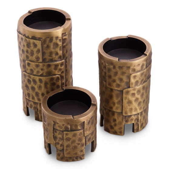 Candle Holder Laurentios Vintage Brass Finish Set of 3