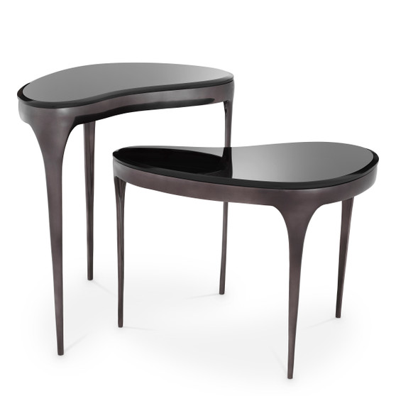 Side Table Zena Black Nickel Finish Set of 2