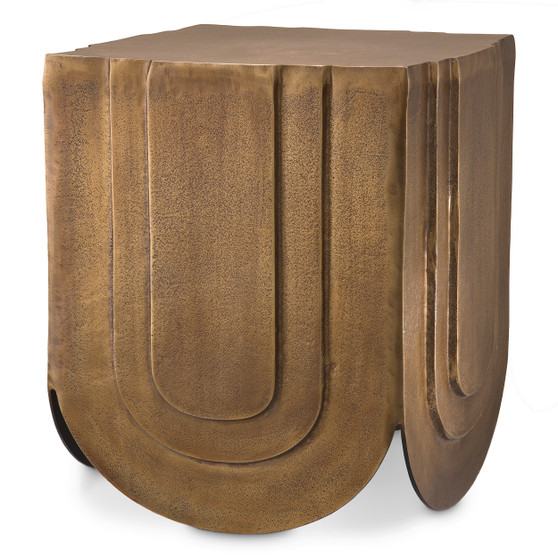 Side Table Gubbio Antique Brass Finish