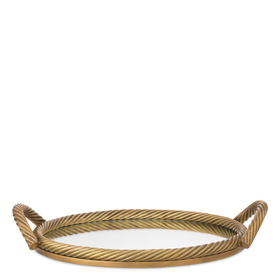 Tray Salvi Round Vintage Brass Finish