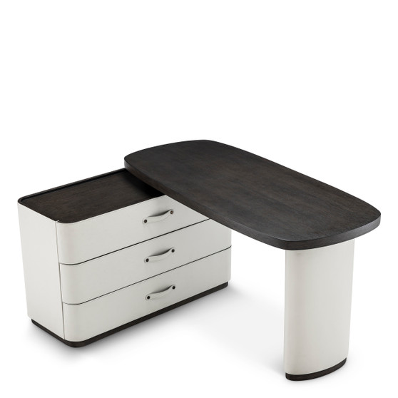 Desk Numana Mocha Straight Oak Veneer/Faux Leather