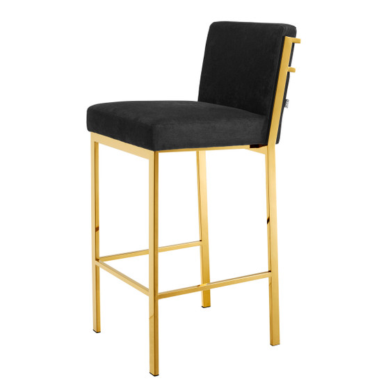 Bar Stool Scott Gold Finish/Black Velvet