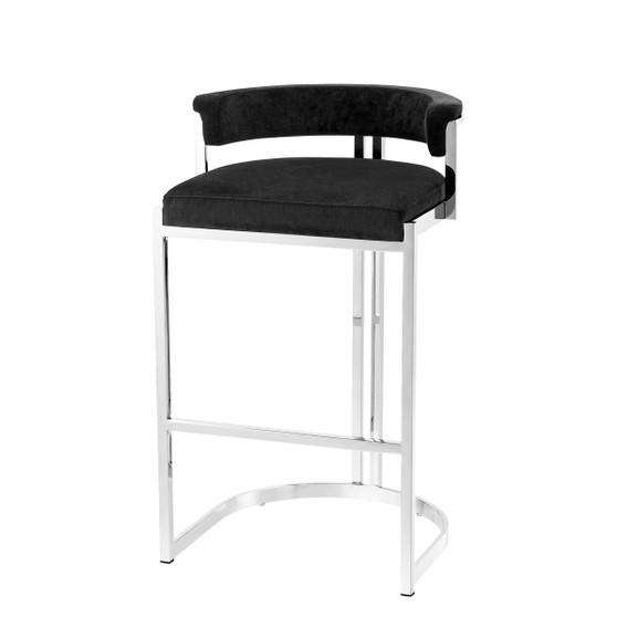 Counter Stool Dante Polished Stainless Steel Black Velvet