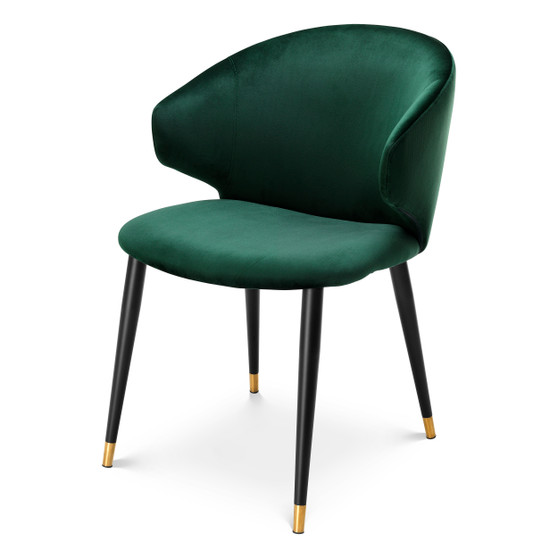 Dining Chair Volante With Arm Roche Dark Green Velvet