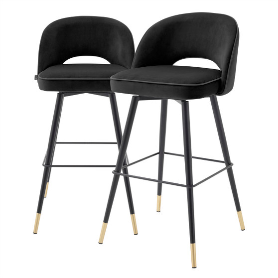 Bar Stool Cliff Roche Black Velvet Set of 2