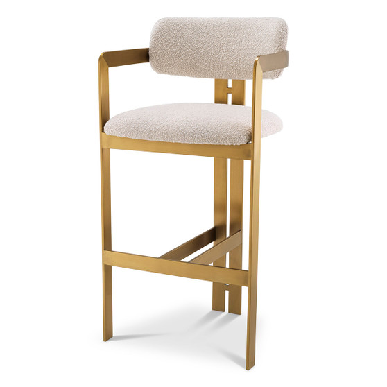 Bar Stool Donato Brushed Brass Finish/Bouclé Cream