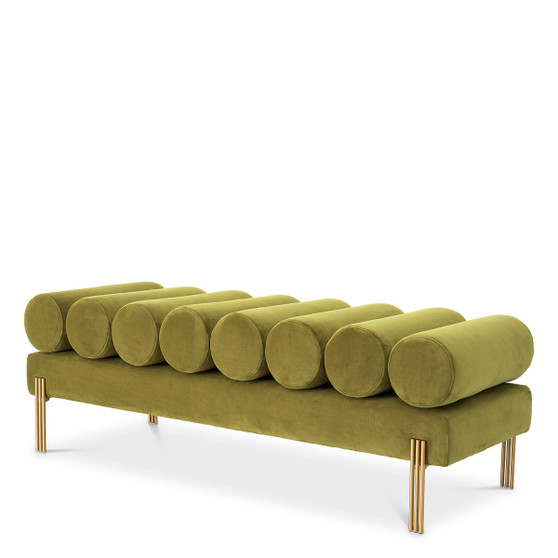 Bench OXLey Savona Vintage Green Velvet/Brushed Brass Finish