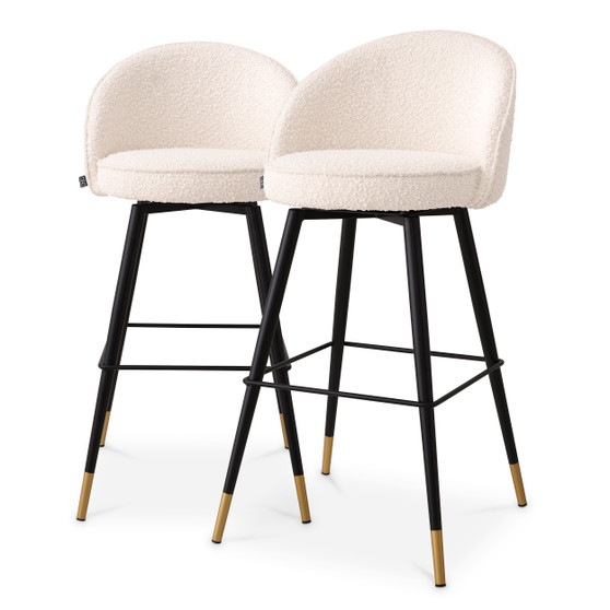 Bar Stool Cooper Bouclé Cream Set of 2