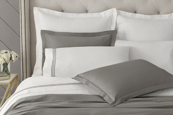 Madison Duvet Set King-Solid, Gray-Duvet Cover 2 King Shams