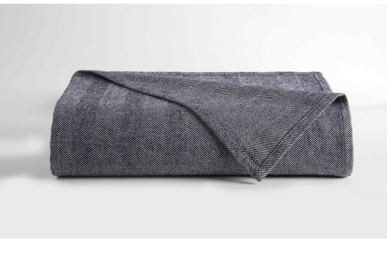 Herringbone Blanket  White/Navy King