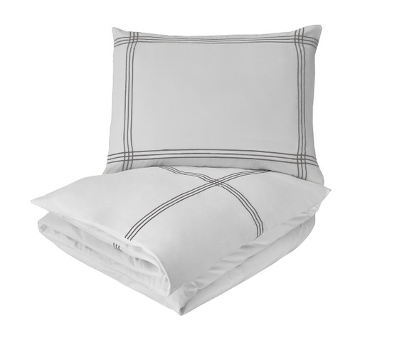 Madison Duvet Set King with Gray Embroidery 2 King Shams