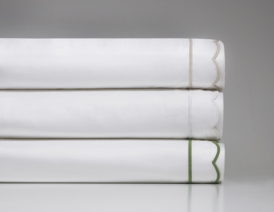 Scallop King Duvet Cover w/White  Embroidery