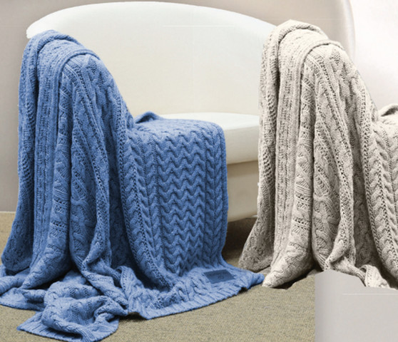 Cable Knit Throw Beige
