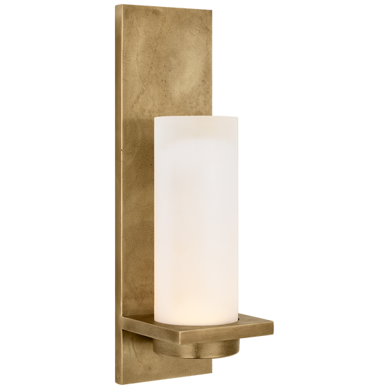 Cornado 18" Indoor/Outdoor Hurricane Sconce in Museum Brass with Etched Crystal