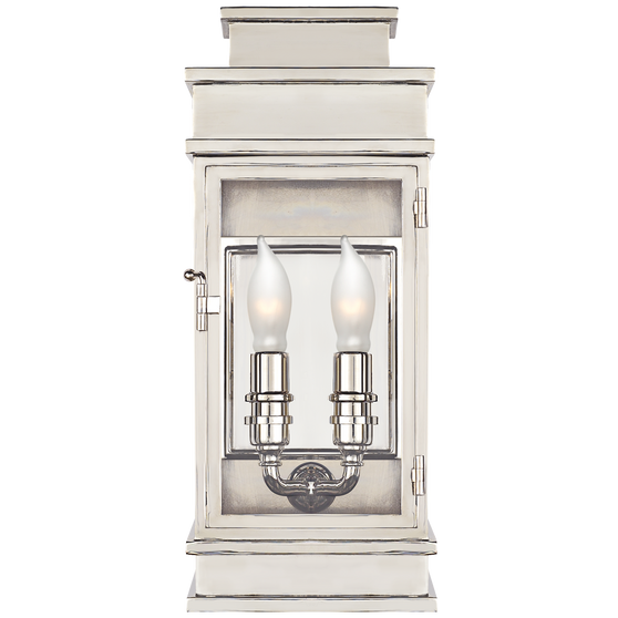 Linear Mini Wall Lantern in Polished Nickel with Clear Glass