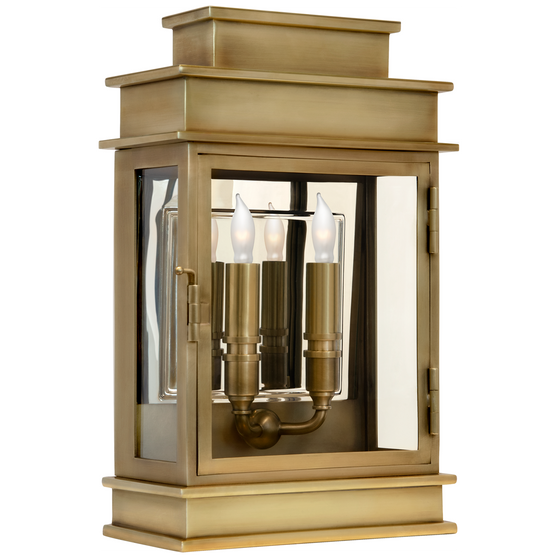Linear Lantern Short in Antique-Burnished Brass